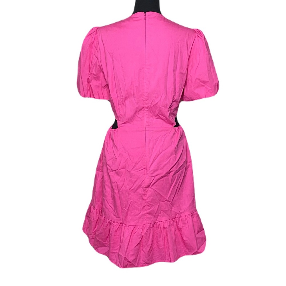 WAYF Hot Pink Puff Sleeve Cutout Mini Dress Size M NWT - Picture 4 of 7
